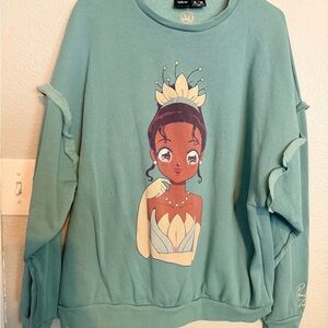 Princess Tiana Graphic Crew Neck Sweater - Green